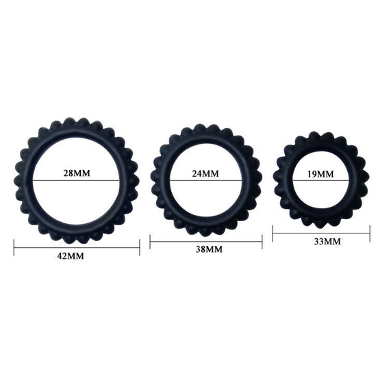 BAILE - TITAN SET 3-teiliger Intimate Wellness Ring SCHWARZ 2,8 + 2,4 + 1,9 CM