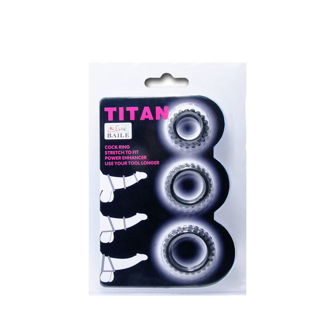 BAILE - TITAN SET 3-teiliger Intimate Wellness Ring SCHWARZ 2,8 + 2,4 + 1,9 CM