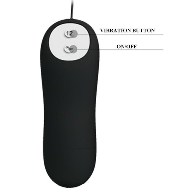 PRETTY LOVE - ANKERFÖRMIGER ANALPLUG SILIKON 12 VIBRATIONSMODI SCHWARZ