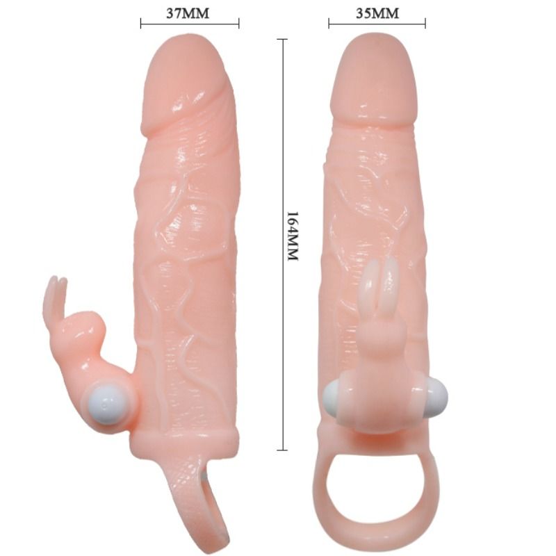 BAILE - BRAVE MAN PENIS COVER MIT KANINCHEN UND DOPPELMOTOR FLEISCH 16.5 CM