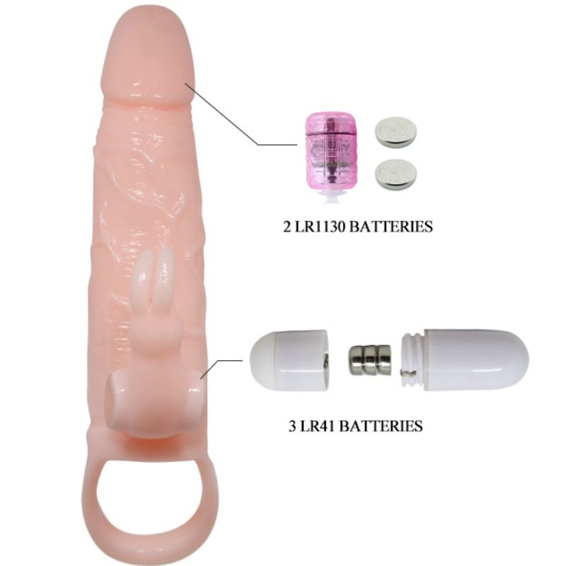BAILE - BRAVE MAN PENIS COVER MIT KANINCHEN UND DOPPELMOTOR FLEISCH 16.5 CM