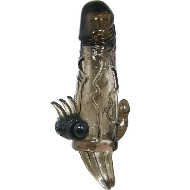 BAILE - BRAVE MAN PENIS COVER MIT KLITORIS- UND ANALSTIMULATION DOPPELTER KUGELVIBRATOR SCHWARZ 16,5 CM