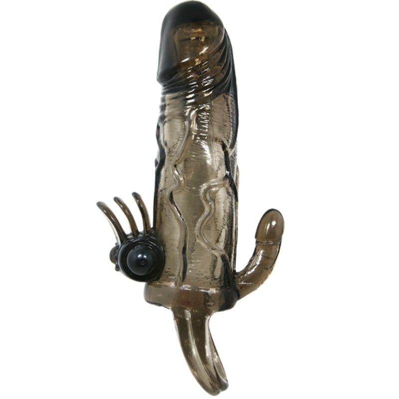 BAILE - BRAVE MAN PENIS COVER MIT KLITORIS- UND ANALSTIMULATION DOPPELTER KUGELVIBRATOR SCHWARZ 16,5 CM