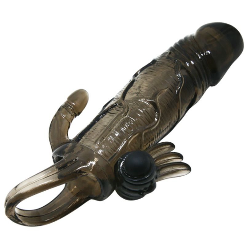 BAILE - BRAVE MAN PENIS COVER MIT KLITORIS- UND ANALSTIMULATION DOPPELTER KUGELVIBRATOR SCHWARZ 16,5 CM