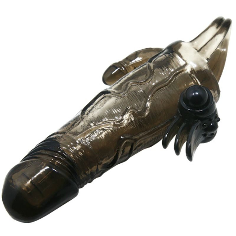 BAILE - BRAVE MAN PENIS COVER MIT KLITORIS- UND ANALSTIMULATION DOPPELTER KUGELVIBRATOR SCHWARZ 16,5 CM