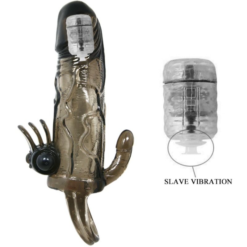 BAILE - BRAVE MAN PENIS COVER MIT KLITORIS- UND ANALSTIMULATION DOPPELTER KUGELVIBRATOR SCHWARZ 16,5 CM