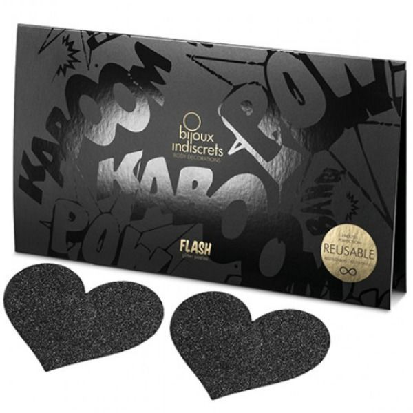 BIJOUX - INDISCRETS FLASH BLACK HEART NIPPEL-CUTS