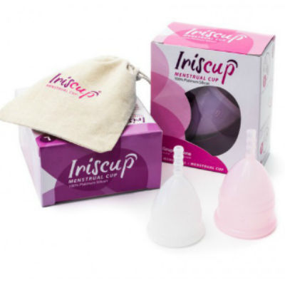 IRISCUP - KLEINER ROSAFARBENER MONATSBECHER A + GRATIS STERILISIERBEUTEL