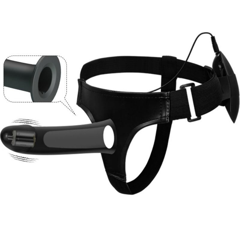 PRETTY LOVE - VITO STRAP ON MIT HOHLEM Wellness-Gerät UND VIBRATION 17,3 CM