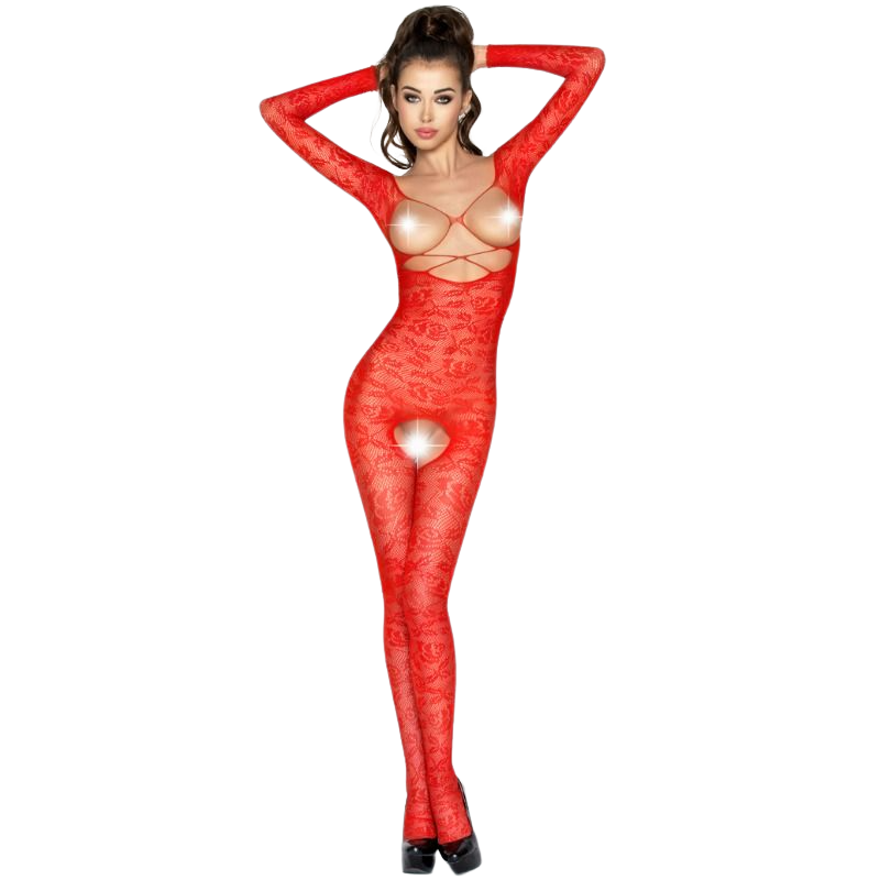 PASSION - WOMAN BS031 ROTER BODYSTOCKING EINHEITSGRÖSSE
