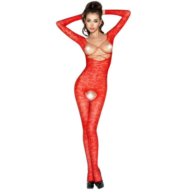 PASSION - WOMAN BS031 ROTER BODYSTOCKING EINHEITSGRÖSSE