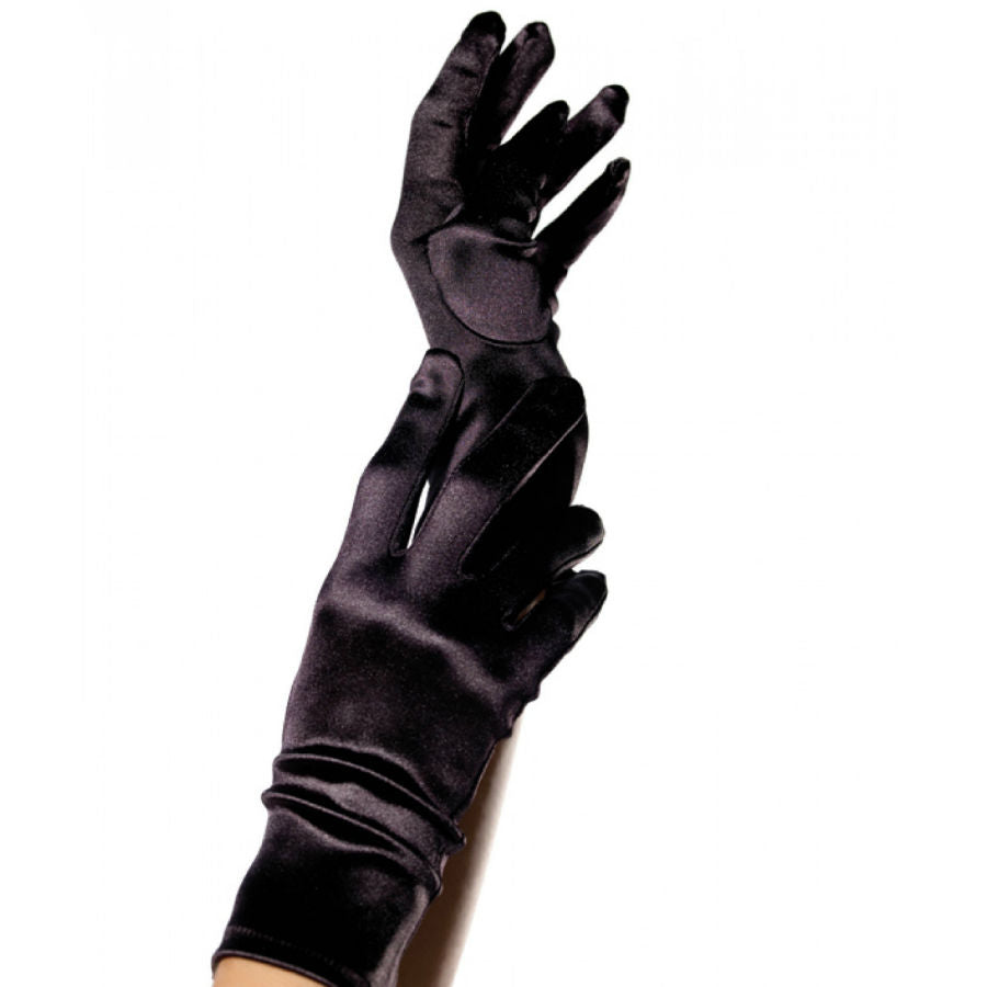LEG AVENUE - SATINHANDSCHUHE SCHWARZ
