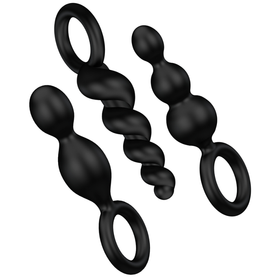 SATISFYER - ANALPLUGS-SET 3 TLG. SCHWARZ