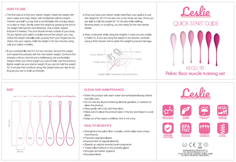 LESLIE - KEGEL FIT BECKENBODENTRAININGSSET 6 GEWICHTE
