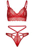 LEG AVENUE - 2 PIECES SET LACE BRALETTE AND THONG M/L