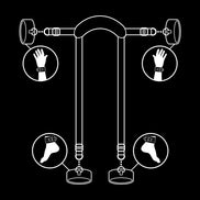 FETISH SUBMISSIVE - MASTER POSITION WITH 4 NOPRENE-LINED HANDCUFFS