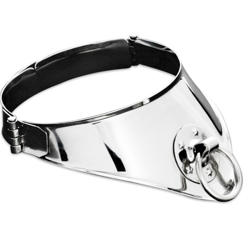 METAL HARD - FESSELHALSKETTE MIT RING UND VORHÄNGESCHLOSS 12,5 CM