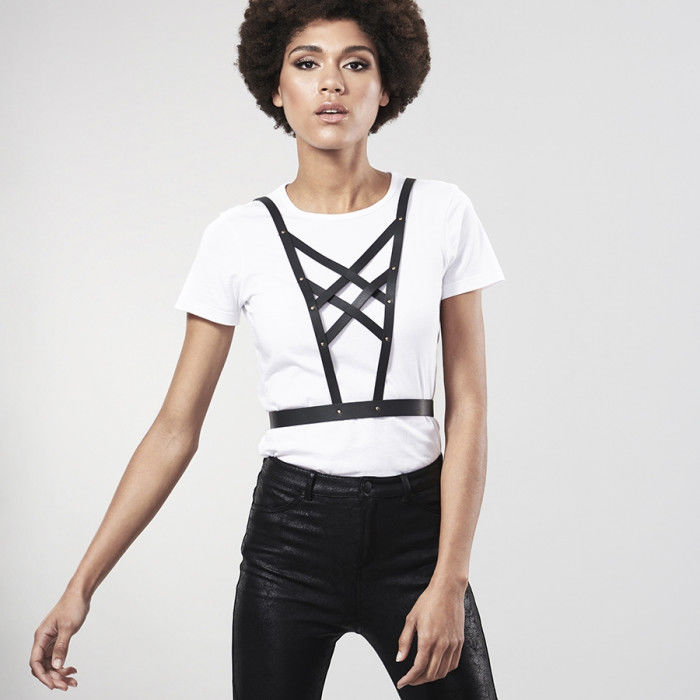 BIJOUX - INDISCRETS MAZE CROSSED HARNESS MIT HALSAUSSCHNITT SCHWARZ