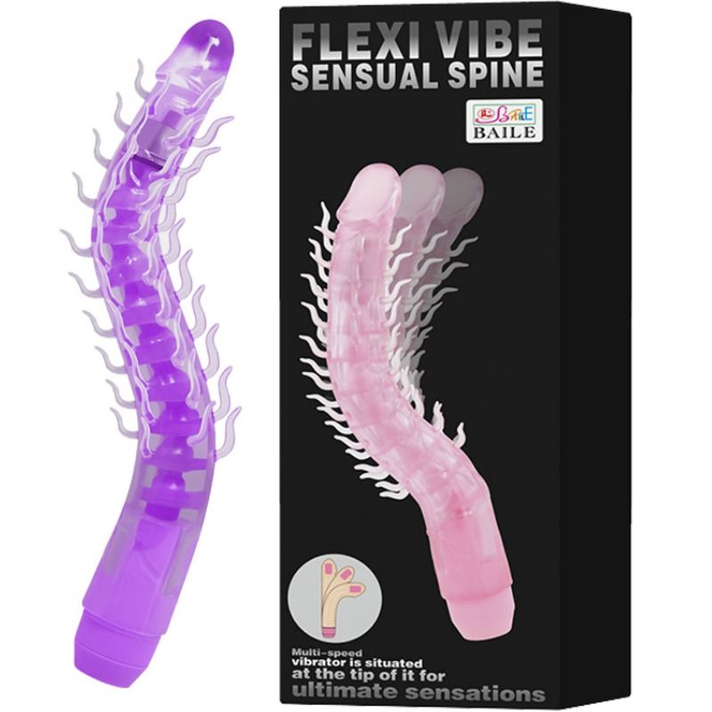 BAILE - FLEXI VIBE SENSUAL SPINE BENDABLE VIBRATING Wellness Device LILAC 23.5 CM