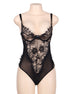 SUBBLIME - QUEEN PLUS FLORALE SPITZE UND GEFRANSTER SCHWARZER TEDDY