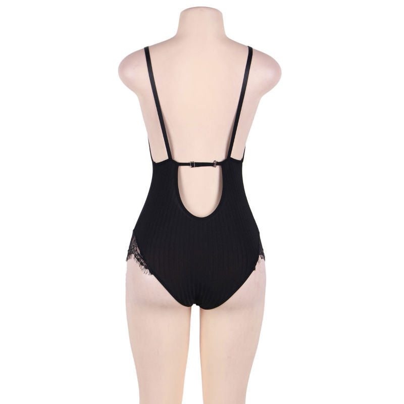 SUBBLIME - QUEEN PLUS TEDDY MIT TRANSPARENTEN EINSÄTZEN UND FRANZEN SCHWARZ