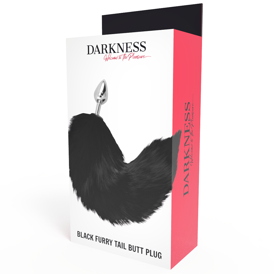 DARKNESS - SILBERNER ANUSPLUG 8 CM MIT SCHWARZEM SCHWANZ