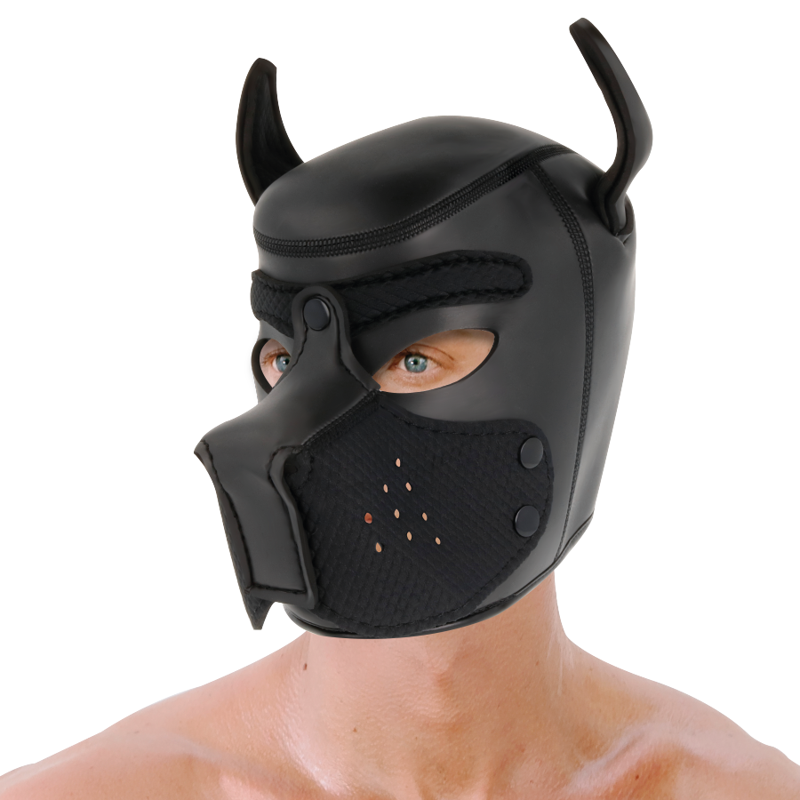 DARKNESS - NEOPREN HUNDEMASKE MIT ABNEHMBAREM MAULKORB M