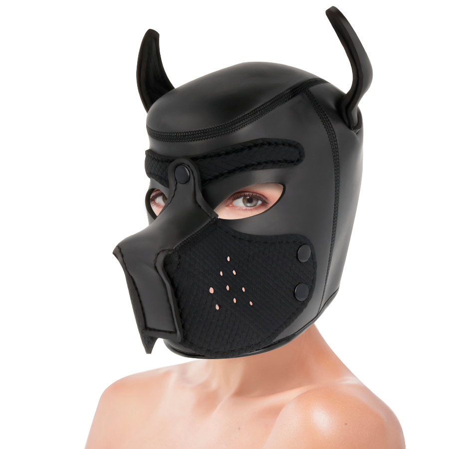 DARKNESS - NEOPREN HUNDEMASKE MIT ABNEHMBAREM MAULKORB M