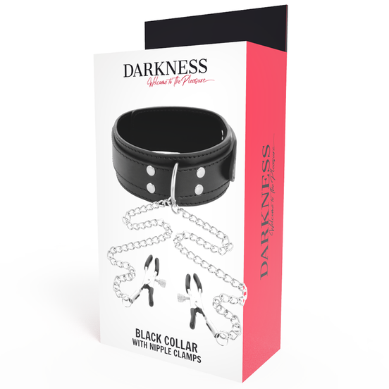 DARKNESS - HALSBAND MIT NIPPELKLEMMEN SCHWARZ