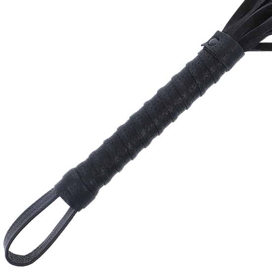 Dunkelheit - schwarze Bondage-Peitsche mit Ledergriff