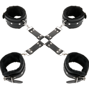 DARKNESS - LEATHER HANDCUFFS FOR FOOT AND HANDS BLACK
