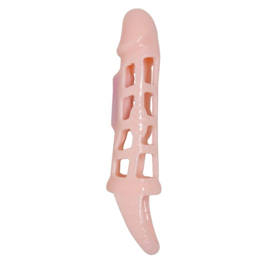 BAILE - PENISVERLÄNGERUNGSHÜLSE MIT VIBRATION UND NATÜRLICHEM GURT 13,5 CM