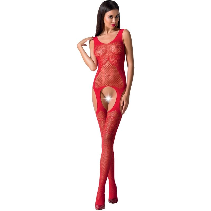 PASSION - WOMAN BS061 SCHWARZER BODYSTOCKING EINHEITSGRÖSSE