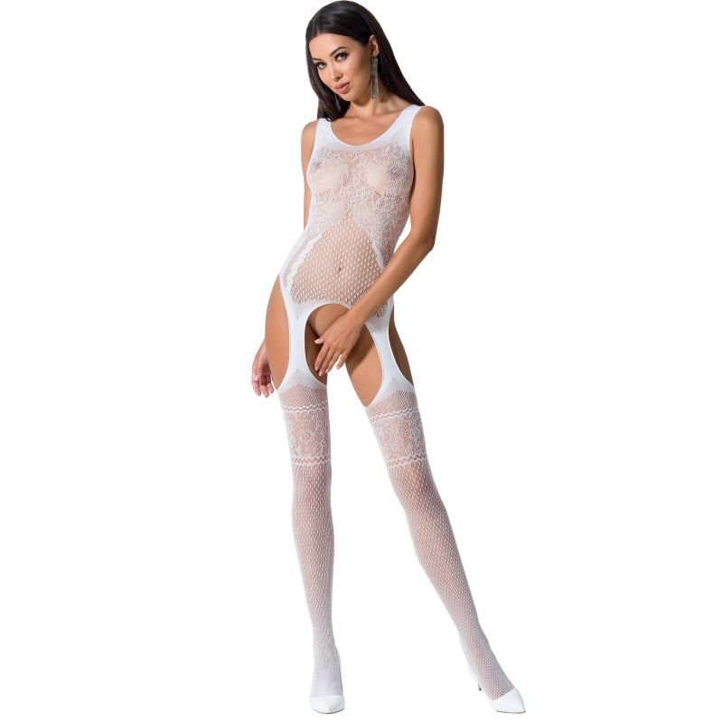 PASSION - WOMAN BS061 SCHWARZER BODYSTOCKING EINHEITSGRÖSSE