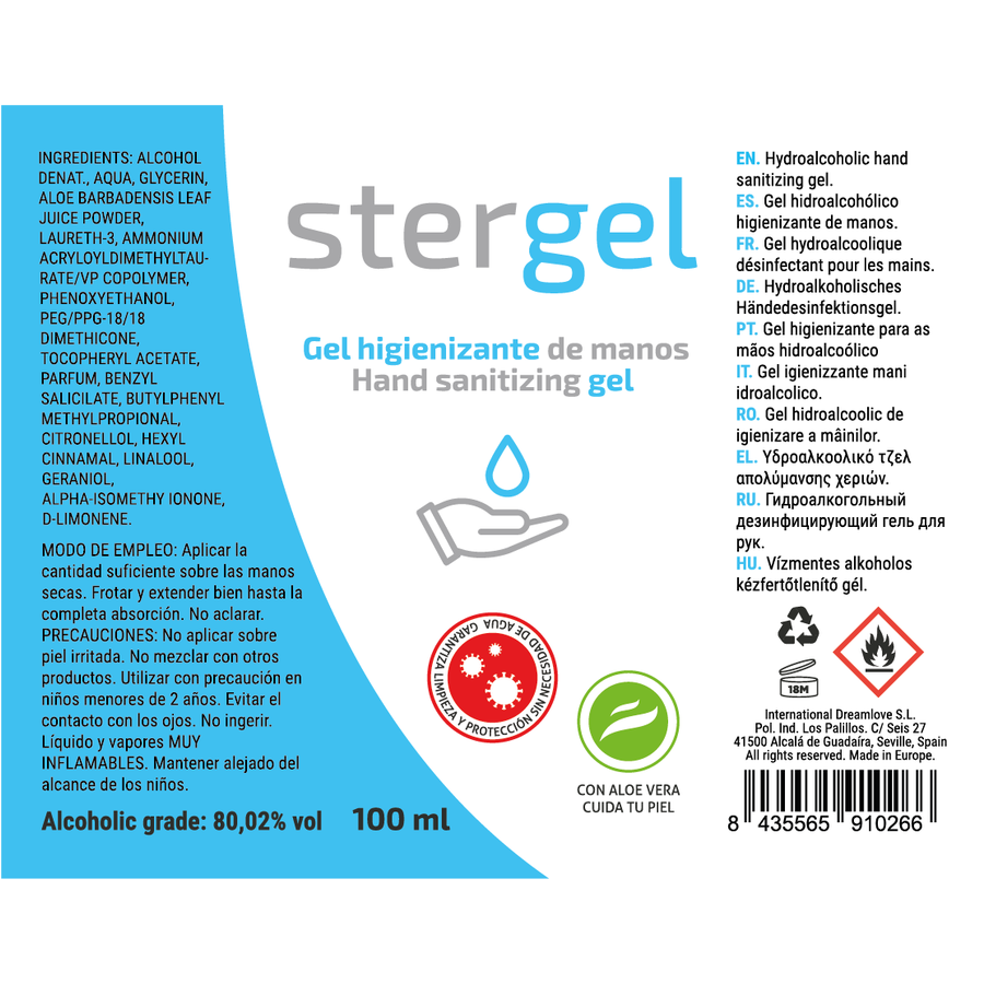 STERGEL - HYDROALKOHOLISCHES HANDDESINFEKTIONSMITTEL ALOE VERA 100ML