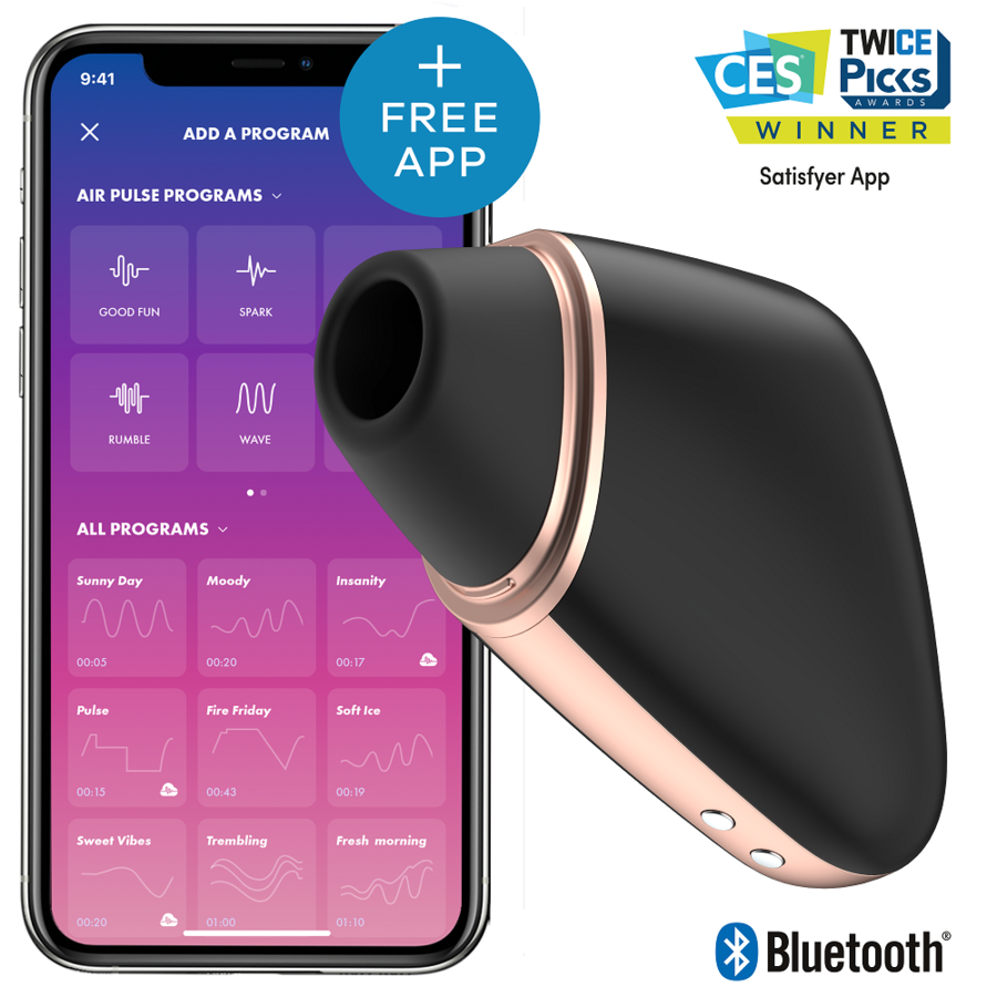 SATISFYER - LOVE TRIANGLE AIR PULSE STIMULATOR & Sensory Device BLACK