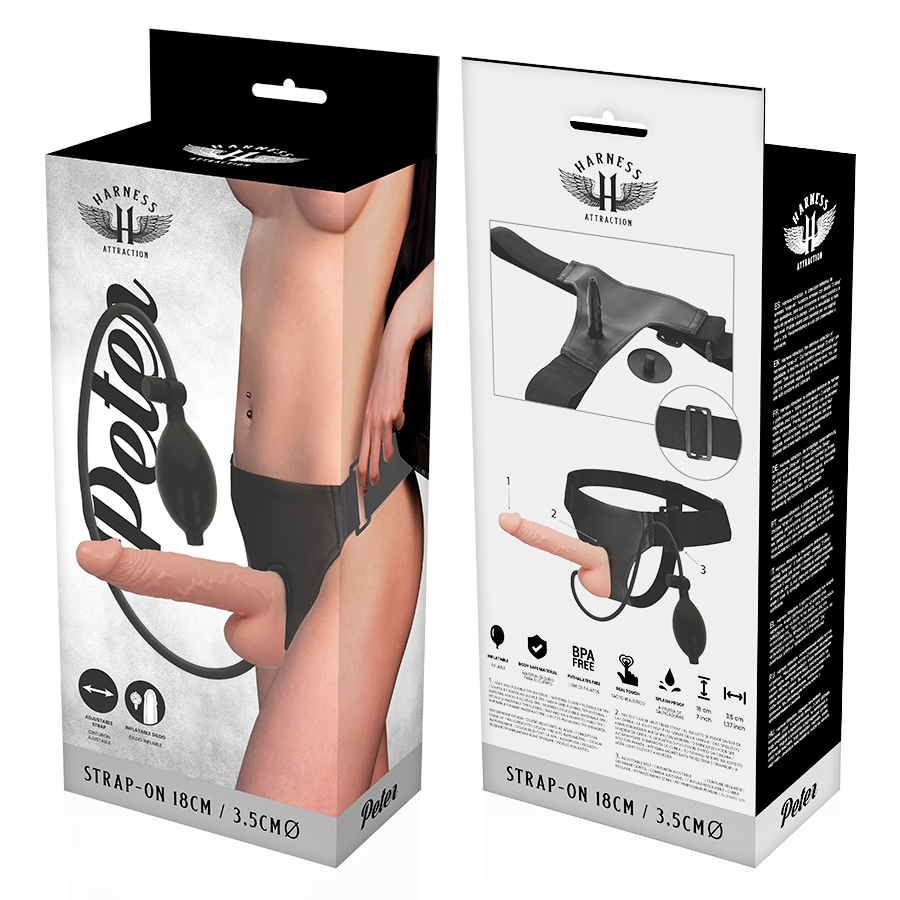 BRUSTGESCHIRR ATTRACTION - RNES PETER MIT AUFBLASBAREM PENIS 18 CM -O- 3,5 CM
