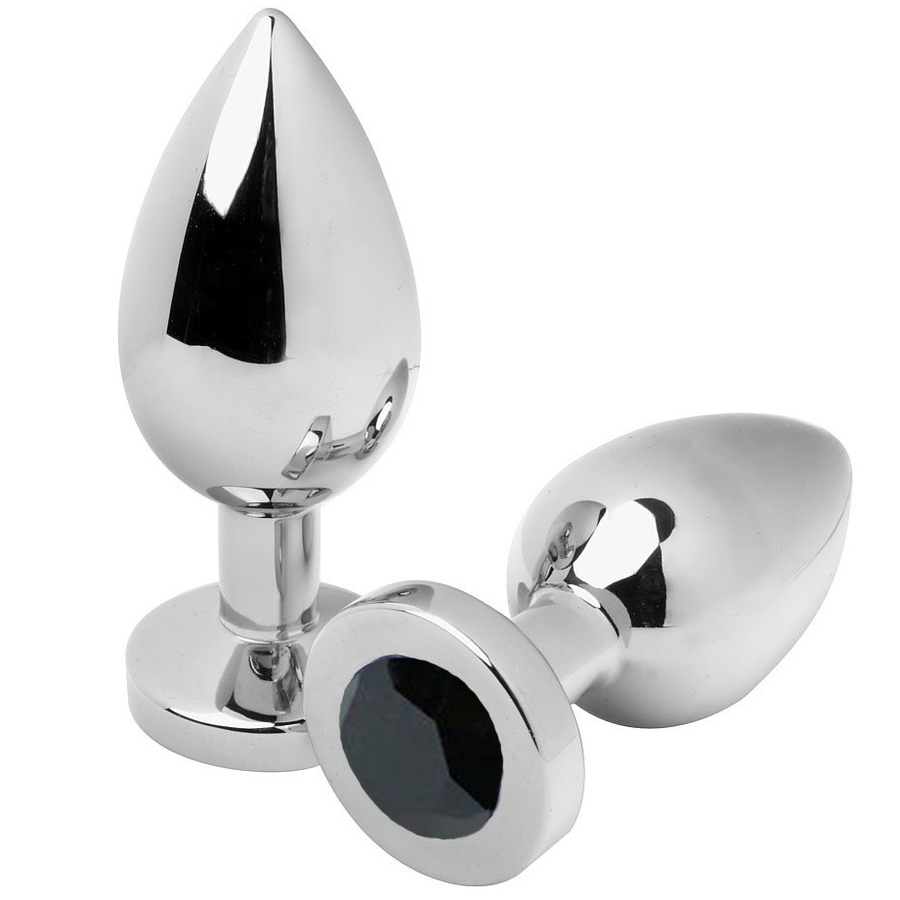METAL HARD - ANUSPLUG DIAMANT SCHWARZ MITTEL 7,62 CM