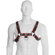 LEDER-BODY - KETTENGESCHIRR III SCHWARZ / ROT