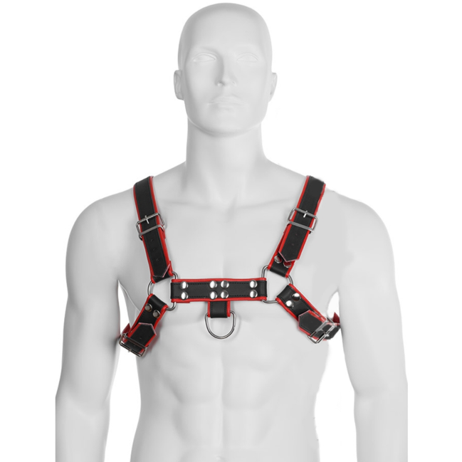 LEDER-BODY - KETTENGESCHIRR III SCHWARZ / ROT