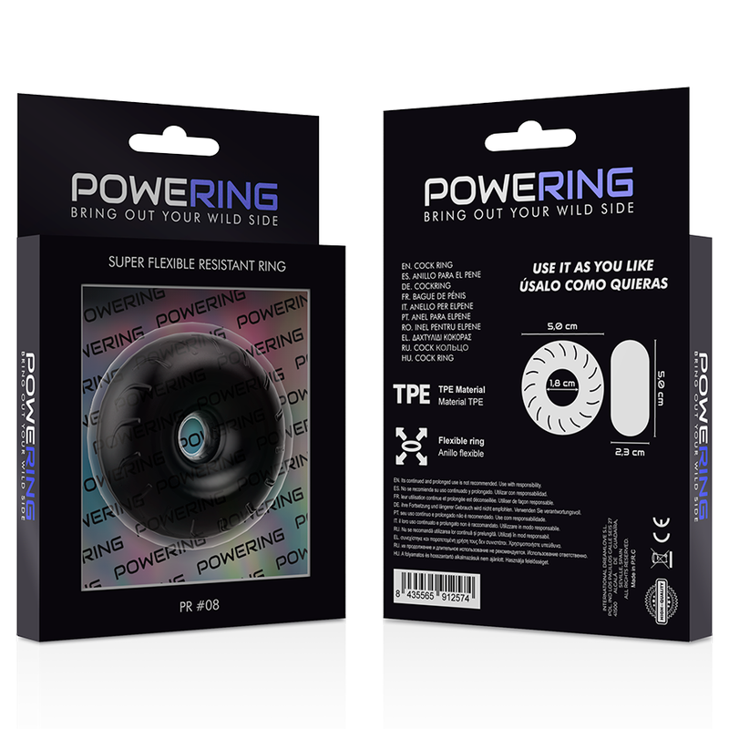 POWERING - SUPERFLEXIBLER UND WIDERSTANDSFÄHIGER PENISRING 5CM PR08 SCHWARZ