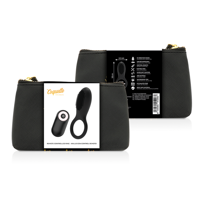 COQUETTE CHIC DESIRE - Intimate Wellness Ring REMOTE CONTROL RECHARGEABLE BLACK/ GOLD