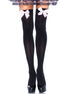 LEG AVENUE - SCHWARZE NYLON-OVERKNEES MIT ROSA SCHLEIFE, EINHEITSGRÖSSE