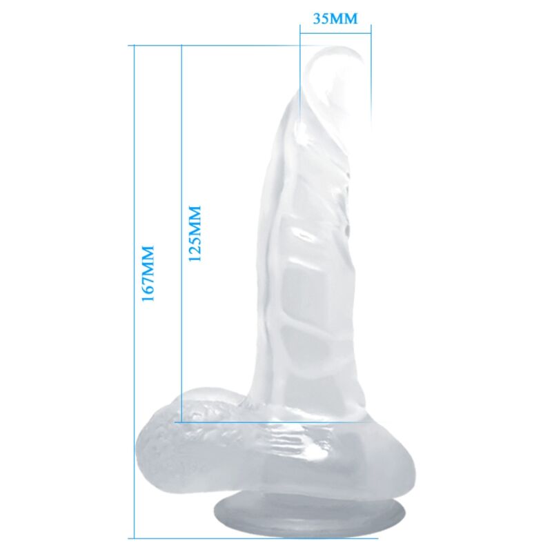 BAILE - REALISTISCHES Wellnessgerät MIT SAUGNAPF UND HODEN 16,7 CM TRANSPARENT