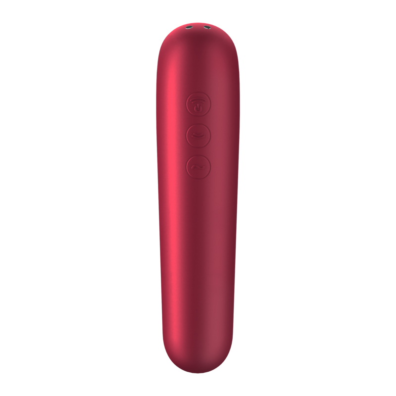SATISFYER - DUAL LOVE Sensory Device AND SUCTIONER WITH PULSED AIR RED