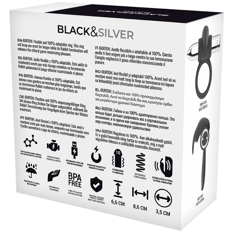 SCHWARZ&SILBER - WIEDERAUFLADBARER BURTON-RING 10 VIBRATIONSMODI