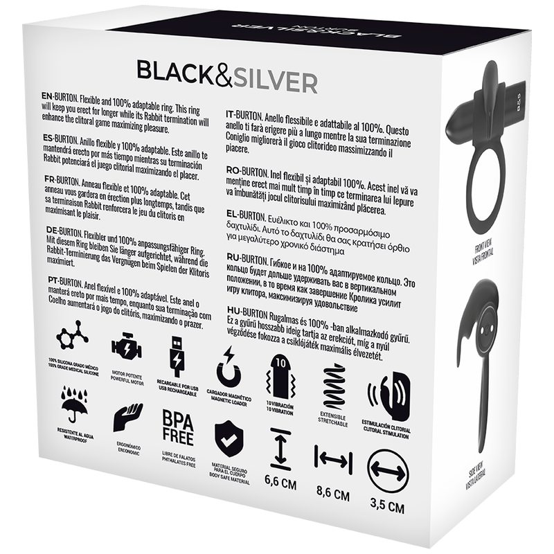 SCHWARZ&SILBER - BURTON RING 10 VIBRATIONSEINSTELLUNGEN SCHWARZ