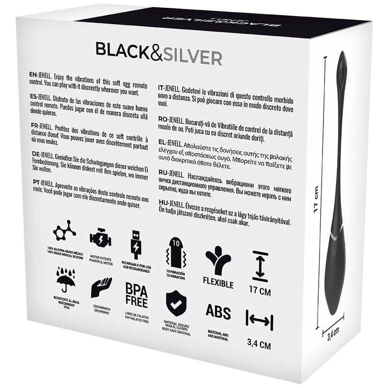 BLACK&SILVER - JENELL WIEDERAUFLADBARES VIBRIERENDES EI