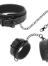 FETISH SUBMISSIVE - VEGAN LEATHER NECKLACE AND HANDCUFFS WITH NOPRENE LINING