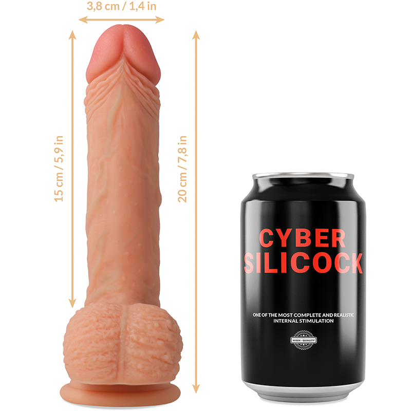 CYBER SILICOCK - STRAP-ON FREEMAN FLÜSSIGSILIKON MIT 3 RINGEN GRATIS 20 CM -O- 3,8 CM